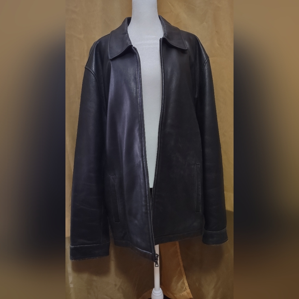 Men's XL Alfani genuine black leather fully-lined jacket